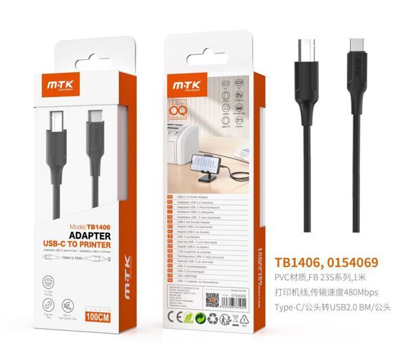 Mtk 0154069 Tb1406 Cable Impresora Type-C A USB 2.0