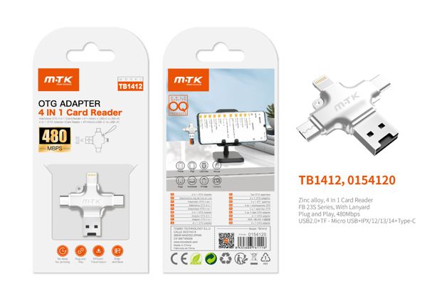 Mtk 0154120 Tb1412 Adaptador Otg Correa 4 En 1
