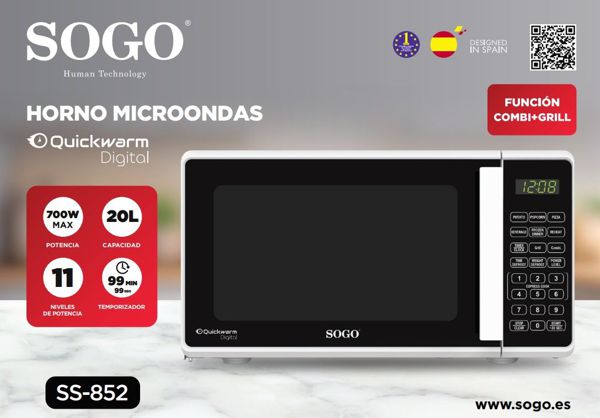 Sogo Ss-852 Micro Combi-Grill Pantall Digital