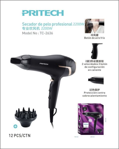 Pritech Tc-2636 Secador De Viaje 1600W