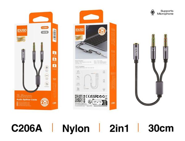 Idusd C206A Cable Divisor Microfono Y Audio
