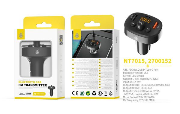 One Plus 2700152 Nt7015 Transmisor Fm 2 USB Bt5.3