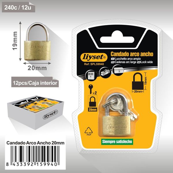 Liyset Candado Arco Ancho 20Mm
