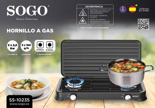 Sogo Ss-10235 Cocina De Gas 2 Fuegos