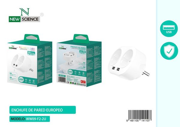 New Science Ww09-F2-2U Enchufe De Pared Europeo