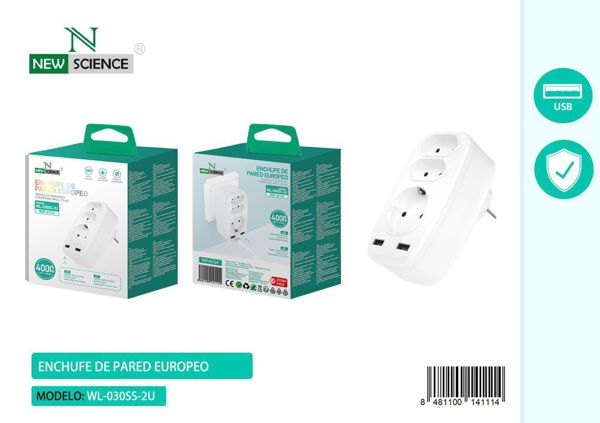 New Science Wl-030Ss-2U Enchufe De Pared Europeo