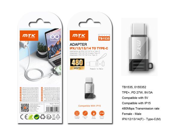 Mtk 0155352 Tb1535 Adaptador Lighning A Type-C