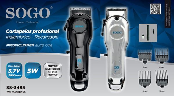 Sogo Cpe-Ss-3485 Ss-3480 Cortapelos 150 Min 3Mm,6 mm,9Mm Y 13 mm Niveles