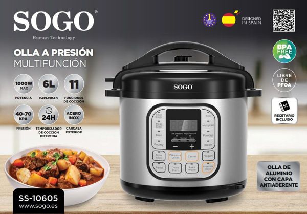 Sogo Ss-10605 Olla De Presion 6L Multi 1000W