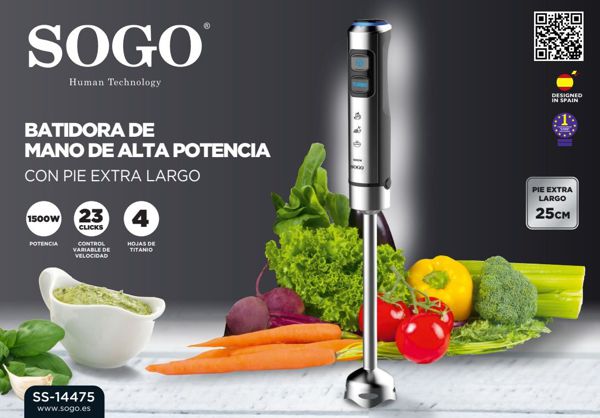 Sogo Ss-14475 Hand Blender S/S Sl Stem 1500W