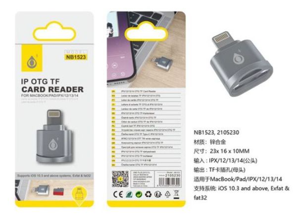 One Plus 2105230 Nb1523 Adaptador Otg Lighning A Tarjetas