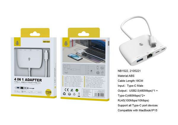 One Plus 2105221 Nb1522 Adaptador USB-C 4 En 1