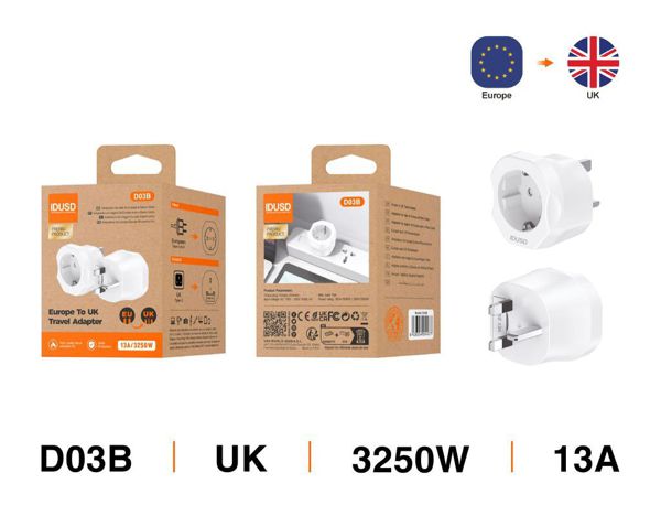 Idusd D03B Travel Adaptador Europe A Uk