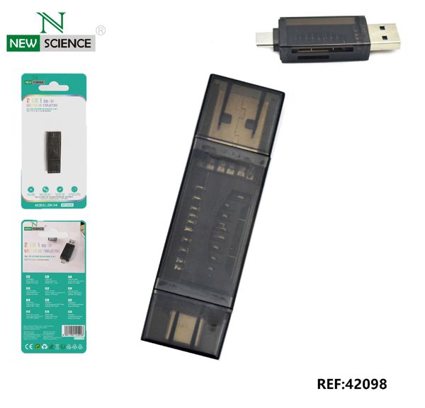 New Science Dk-04 Lector De Tarjetas Para SD/Tf/USB/Type-C 2 En 1
