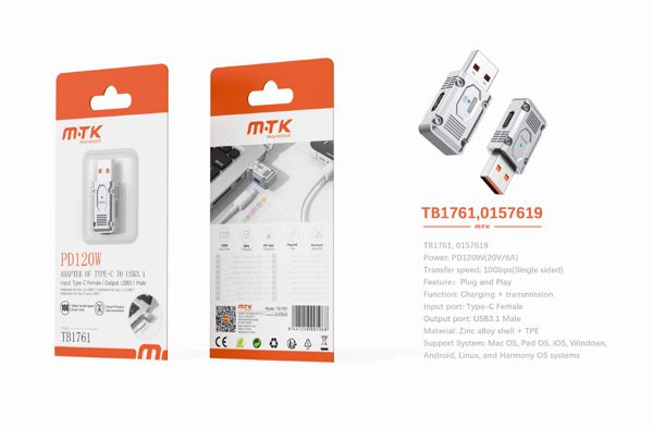 Mtk 0157619 Tb1761 Adaptador Aluminio Dato USB-A 3.1 A Type-