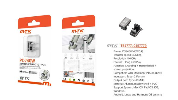Mtk 0157779 Tb1777 Adaptador Dato+Carga+Tranmisor Video Type