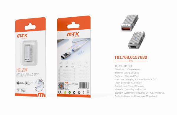 Mtk 0157680 Tb1768 Adaptador Aluminio Dato USB-A 3.1 A Type-C