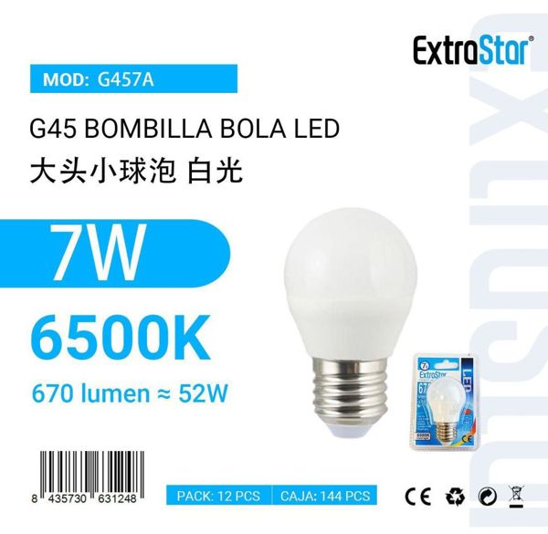 Extrastar Ag457A Bombilla Bola LED 7W E27