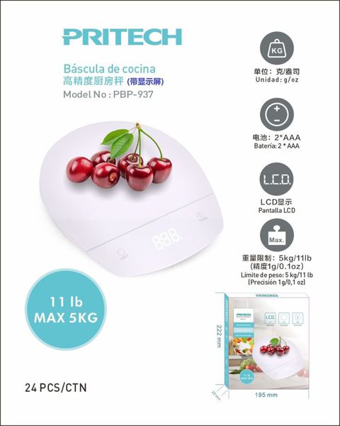 Pritech Pbp-937 Bascula De Cocina Pantalla