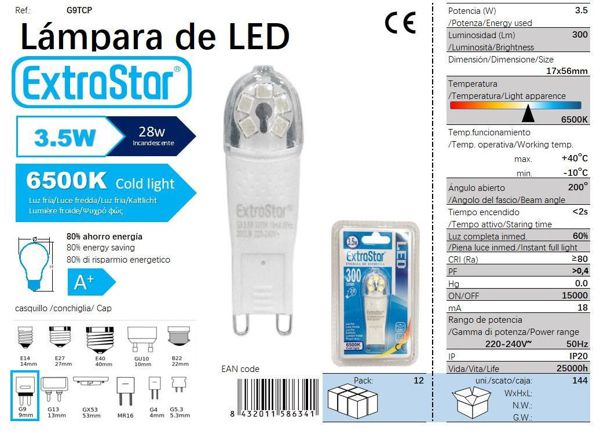 Extrastar Ag9Tcp Bombilla LED G9 3.5W