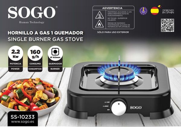 Sogo Ss-10233 Cocina De Gas 1 Fuego 103Mm