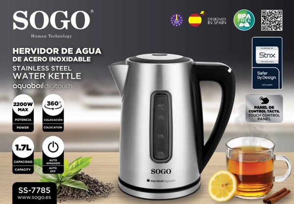 Sogo Ss-7785 Hervidor Digital Tactil Inox Inalambrico