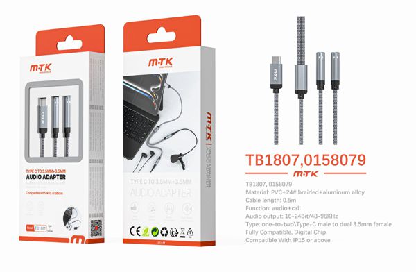 Mtk 0158079 Tb1807 Luxury Adaptador 2 En 1 Type-C A Aduio