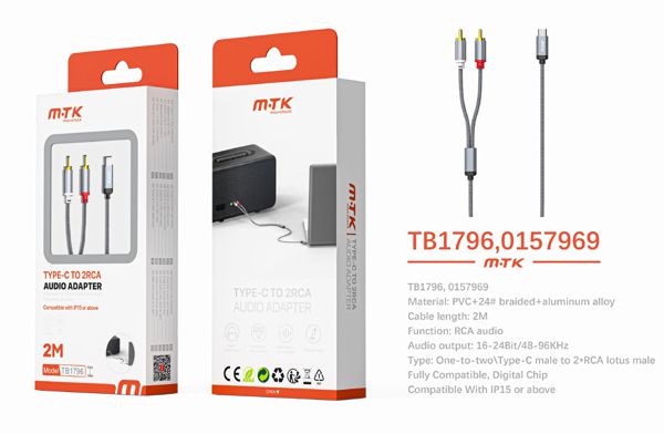 Mtk 0157969 Tb1796 Luxury Adaptador 2 En 1 Type-C A Rca Audi