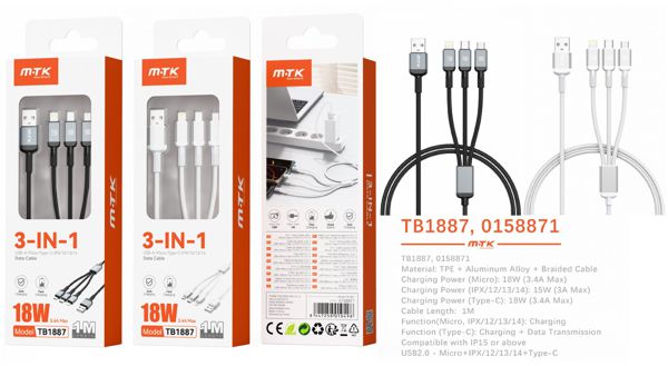 Mtk 0158872 Tb1887 Cableblarkon Aluminio USB-A A
