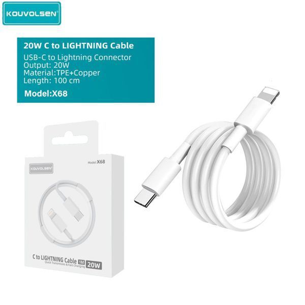 Kouvolsen X68 Cable USB-C To Lightning 1M