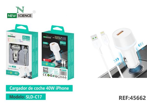 New Science Sld-C17 Cargador De Coche Super Rapida Iphone
