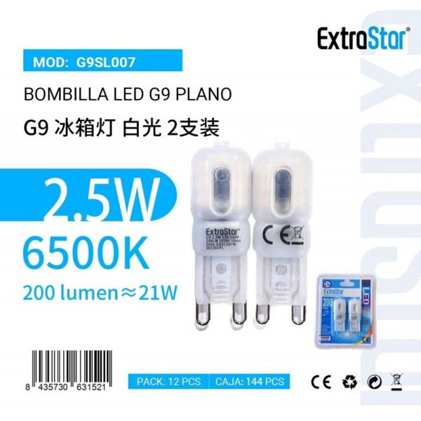 Extrastar Ag9Sl007 Bombilla LED G9 Plano 2.5W
