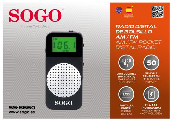 Sogo Ss-8660 Radio De Bolsillo Am/Fm Utrafino