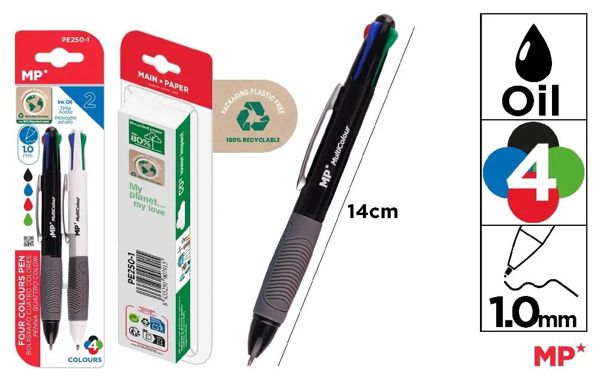 Mp Pe250-1C Boligrafo 4 Colores 1.0Mm 2Uds