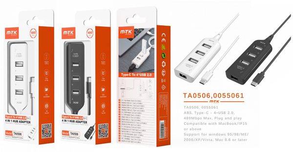 Mtk 0055061 Ta0506 Hubs Type-C Con 4 Puerto USB