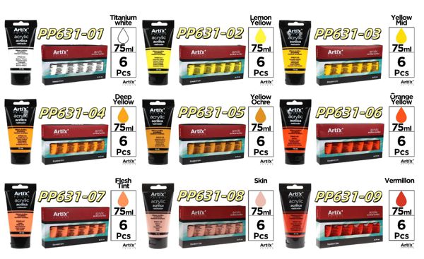 MP PINTURA ACRíLICA 75 ml PP631-01 PP631-02 PP631-03 PP631-04 PP631-05 PP631-06 PP631-07 PP631-08 PP631-09