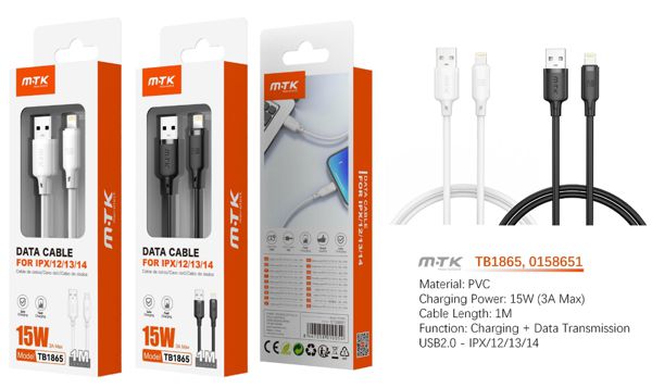 Mtk 0158651 Tb1865 Cable De Datos Orvion Iph5-14 15W/3A/1M