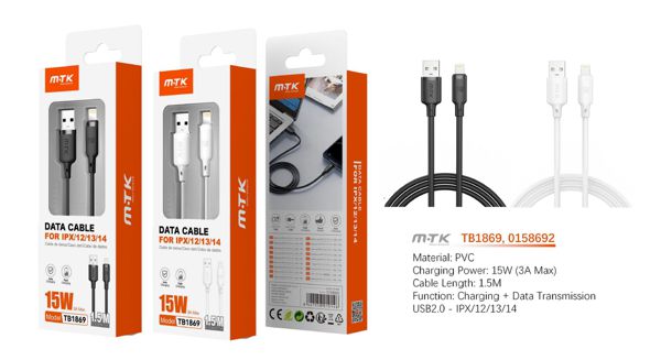 Mtk 0158692 Tb1869 Cable De Orvion Iph5-14 15W/3A/1.5M
