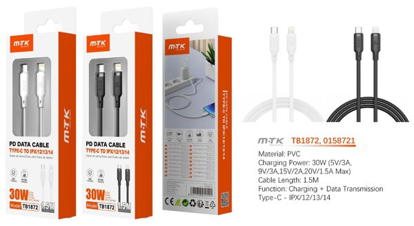 Mtk 0158722 Tb1872 Cable Orvion Rapida Type-C A Iph