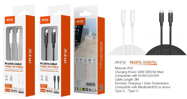 Mtk 0158752 Tb1875 Cable Orvion Rapida Type-C A Type-C 3Metro