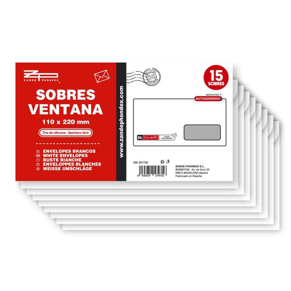 Zp 001700 15 Sobres 110X220 Con Ventana