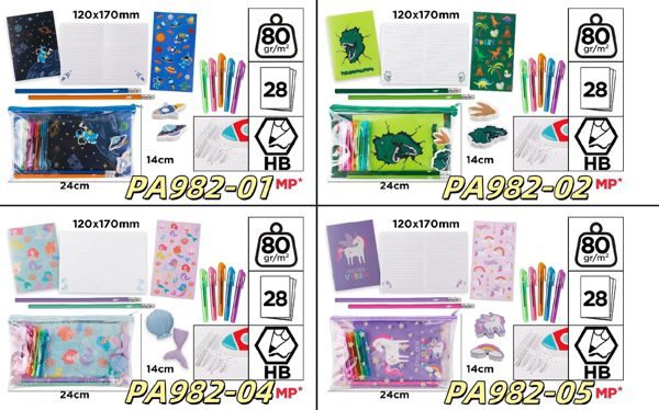 MP PA982-01 PA982-02 PA982-04 PA982-05 PACK DE PAPELERíA CREATIVO