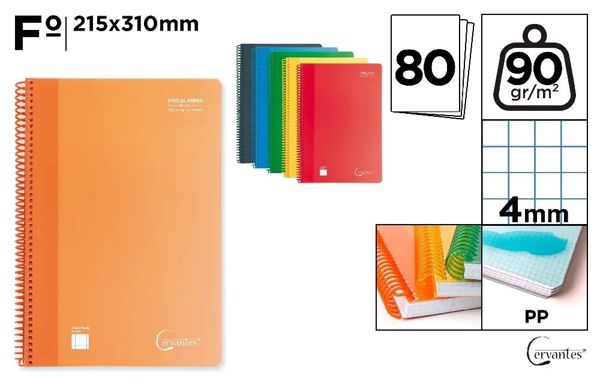 MP PB258 CUADERNO ESPIRAL PLASTICO Fo 80HOJAS 90g