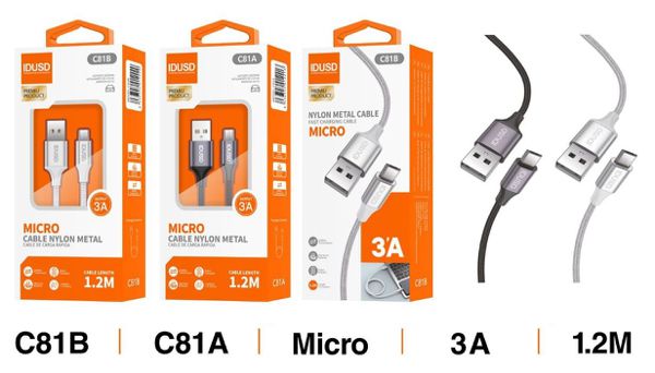 Idusd C81A C81B Cable Nylon Micro 1.2M 3A