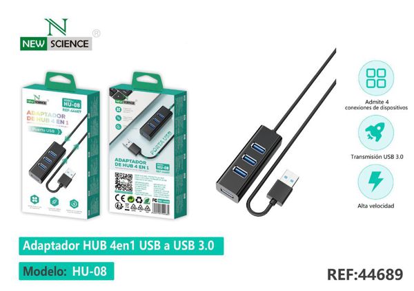 New Science Hu-08 Adaptador De Hub 4 En 1 USB