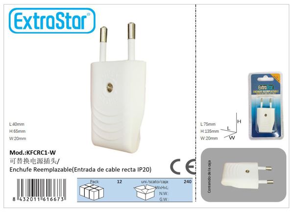Extrastar 6Kfcrc1W Enchufe Plano 10A/250 Blanco Cj240