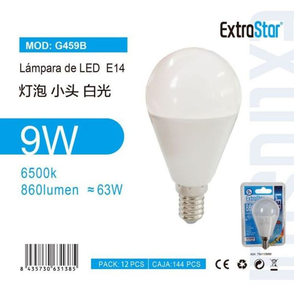 Extrastar Ag459B Bombilla LED G45 9W E14 680Lm