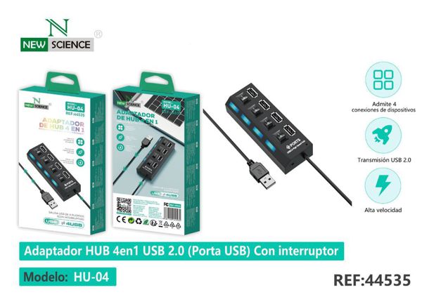 New Science Hu-04 Adaptador De Hub 4 En 1 USB