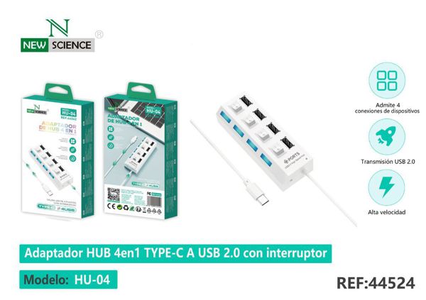 New Science Hu-04 Adaptador Hub 4 En 1 Type-C