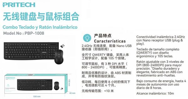 Pritech Pbp-1008 Teclado Inalambrico